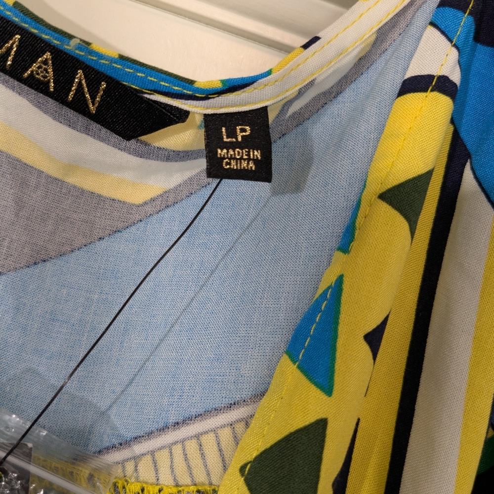NWT Iman Color Block Open Front - With Tail - Yellow, Black, Blue Sz L - Picture 6 of 15